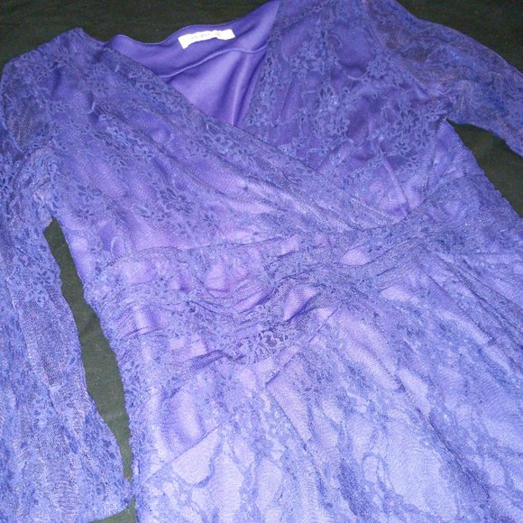 4/$20 | Ricki's Lace Purple Dress with Empire Waist - Picture 3 of 8